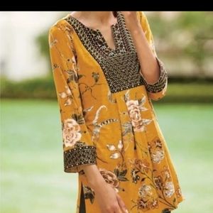 Soft Surroundings Embroidered Floral Blouse Size Medium